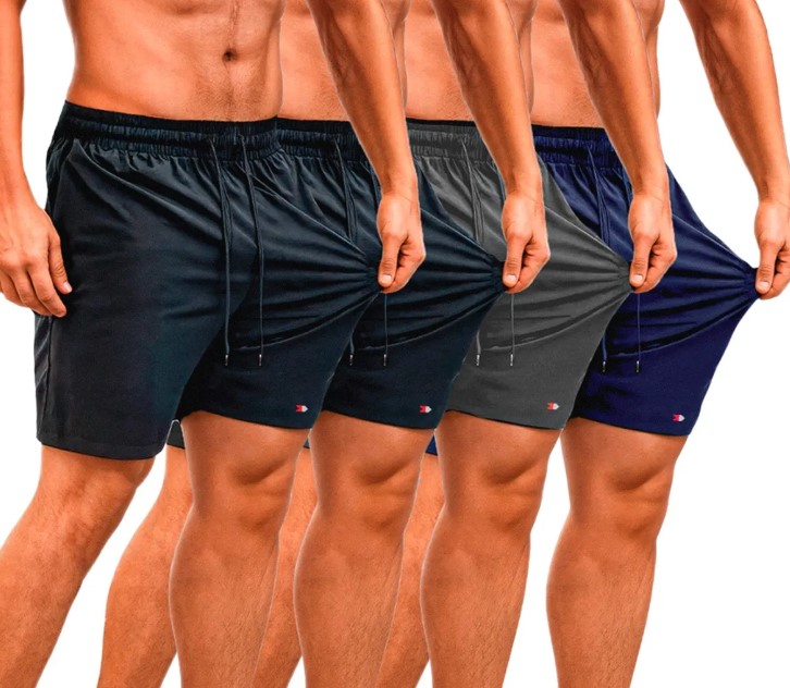 Kit 4 Bermuda Shorts Tactel Sandrini Elastano Academia Praia